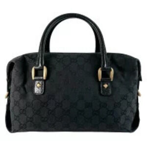 Gucci Guccissima Canvas Leather Boston Bag Black